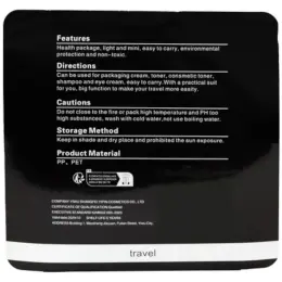 5-Piece Refillable Travel Bottle Set Black Pouch Back